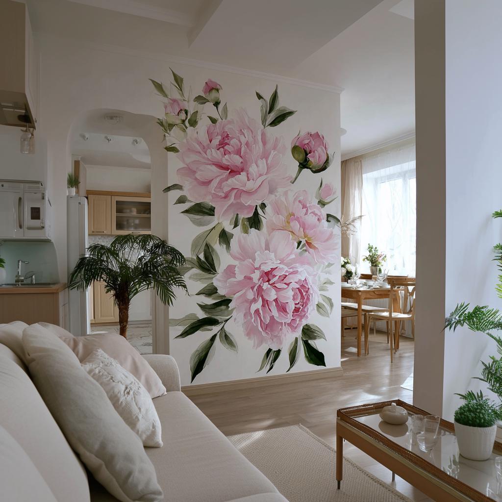 Product gallery view of Pink Peony Wall Mural.