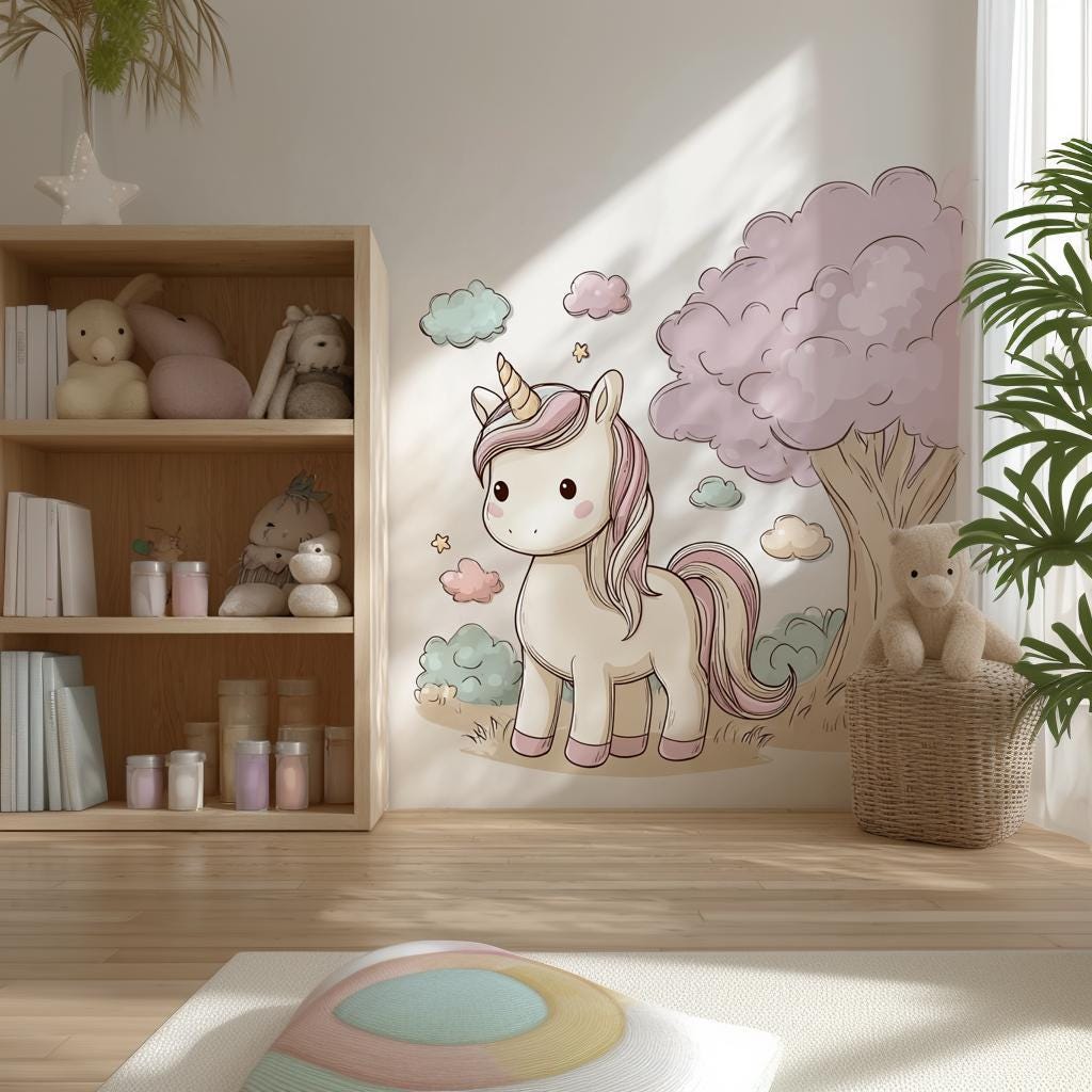 Alternate product view of Cute Unicorn Wall Decal.