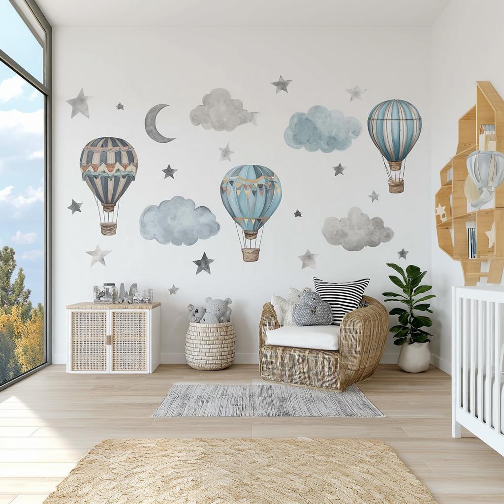 Product gallery view of Vintage Hot Air Balloon Wall Decals.