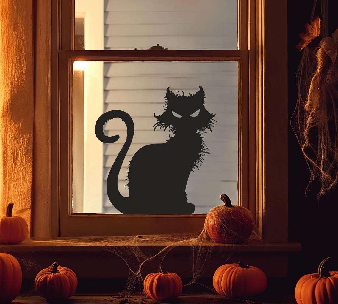 Alternate product presentation of Halloween Cat Window Decal.
