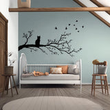 Alternate product view of Cat on Tree Branch Wall Decal.