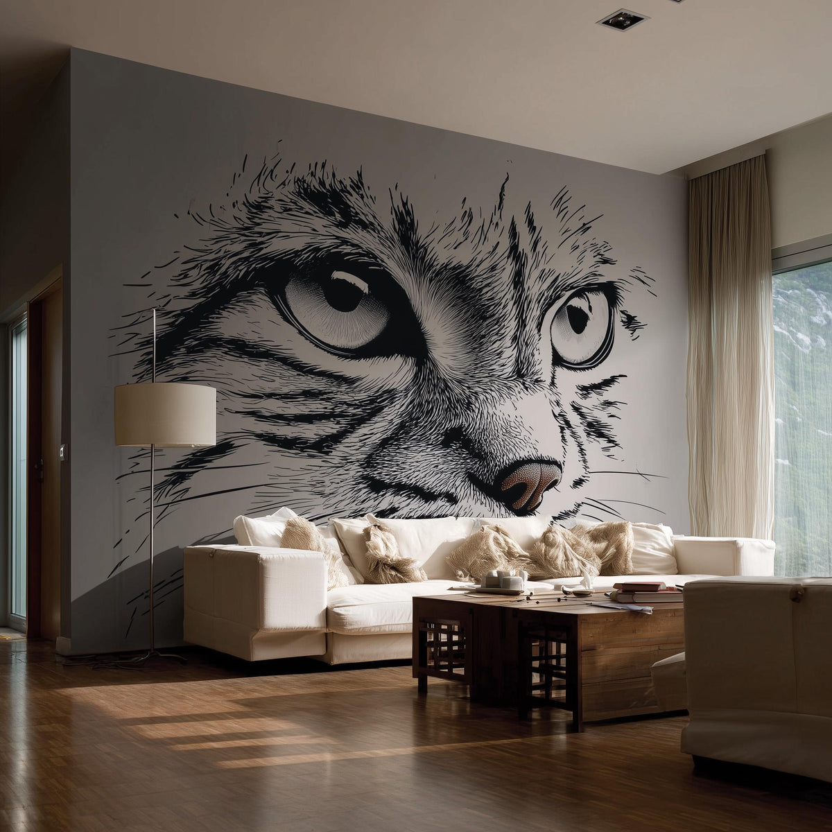 Alternate product presentation of Cat Face Wall Decal.