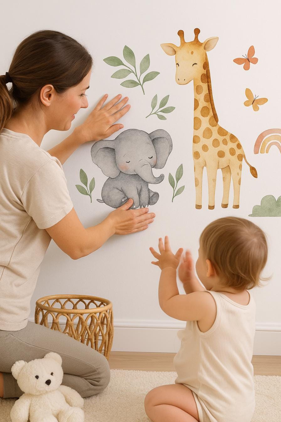 Product view of Jungle Animal Wall Decals for Nursery.