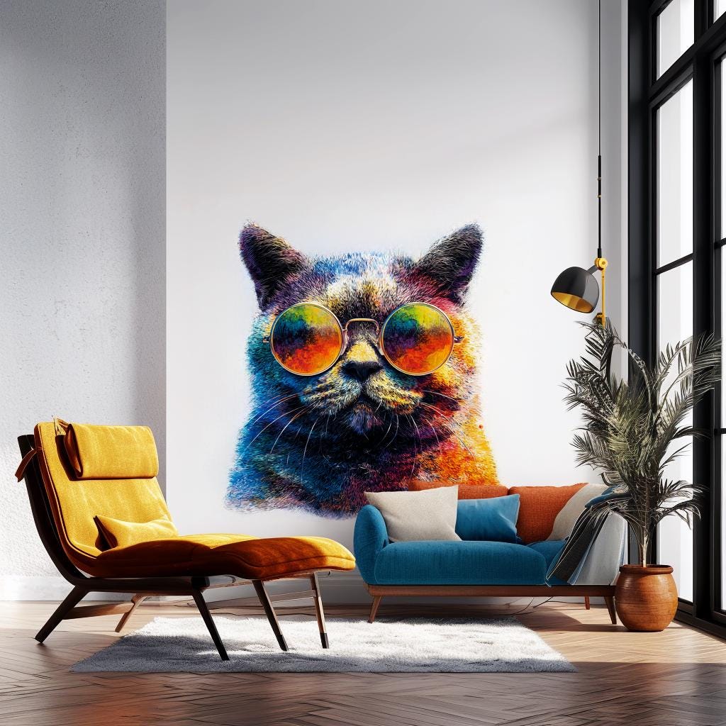Product gallery view of Cool Cat Wall Decal.