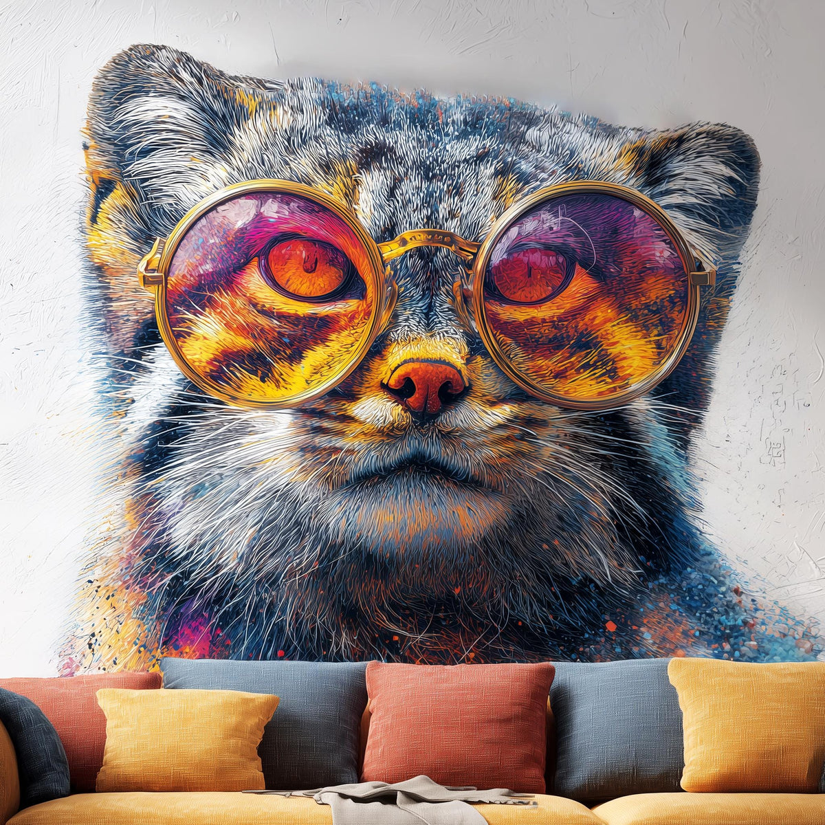 Alternate product view of Manul Cat with Sunglasses.
