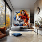 Alternate product view of Cat Wall Decal | Blue Eyed Ginger Cat Watercolor Sticker.