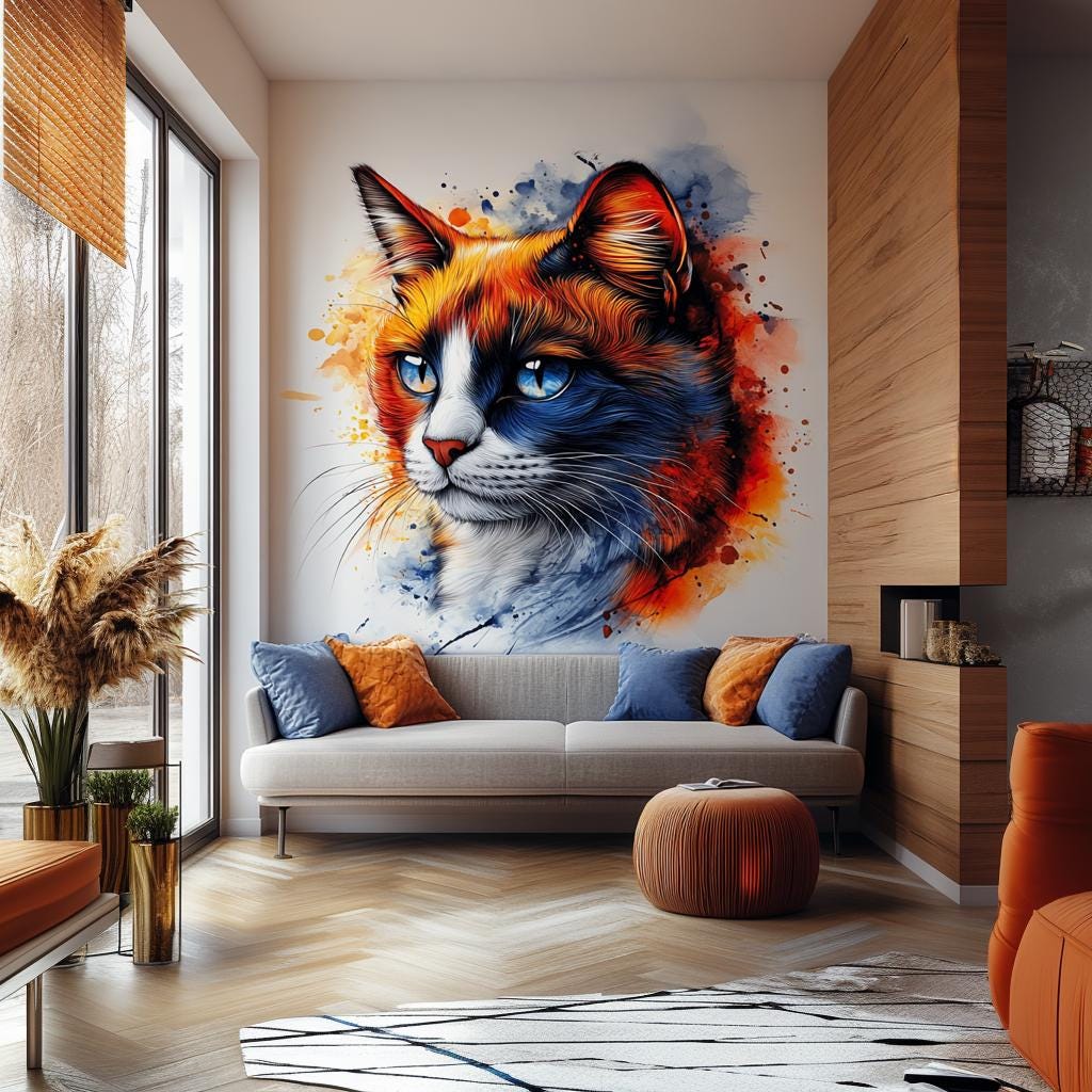 Alternate product view of Calico Cat Wall Decal.