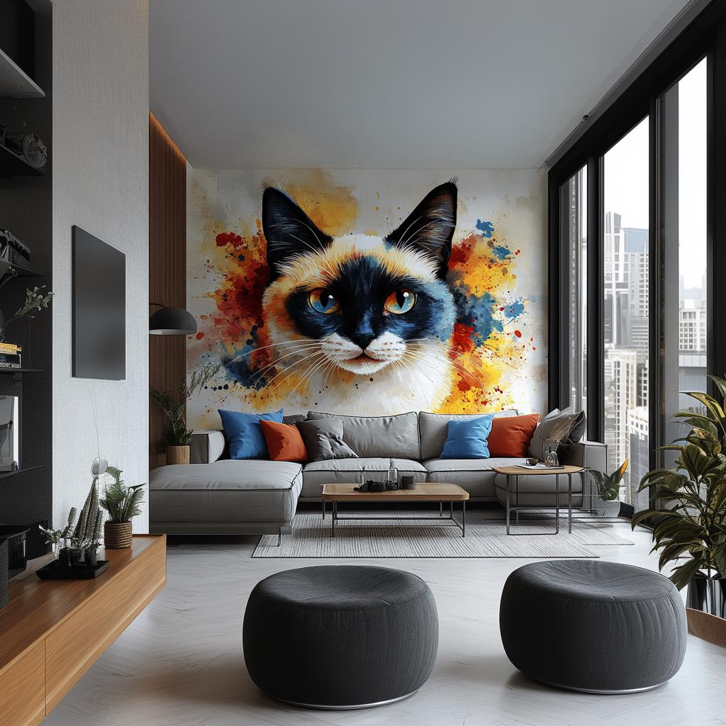 Product gallery view of Siamese Cat Wall Decal.