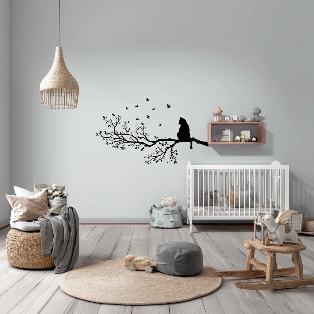 Product gallery view of Cat on Tree Branch Wall Decal.