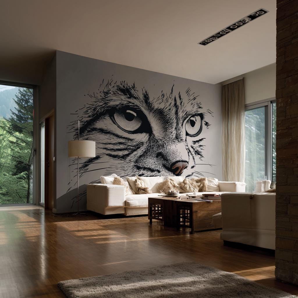 Product gallery view of Cat Face Wall Decal.