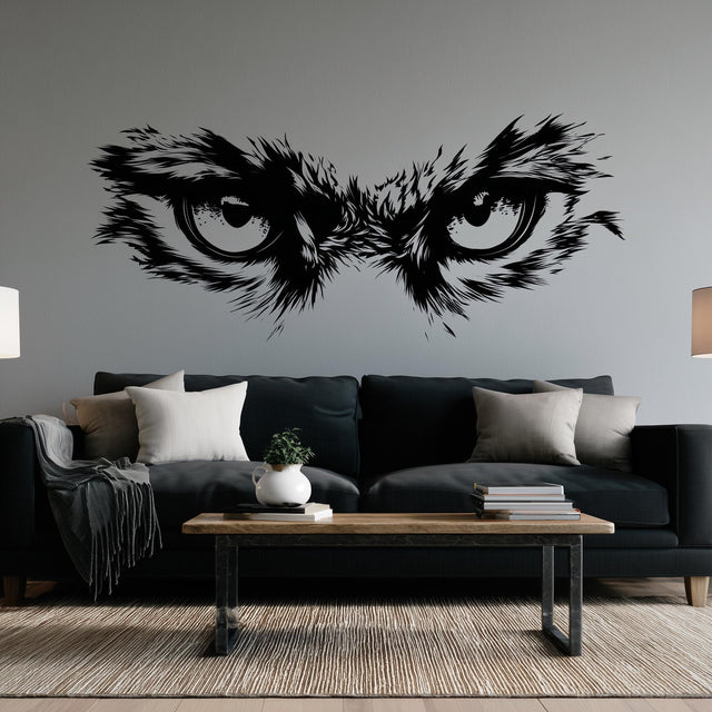 Pallas Cat Eyes Wall Decal displayed in a room setting.