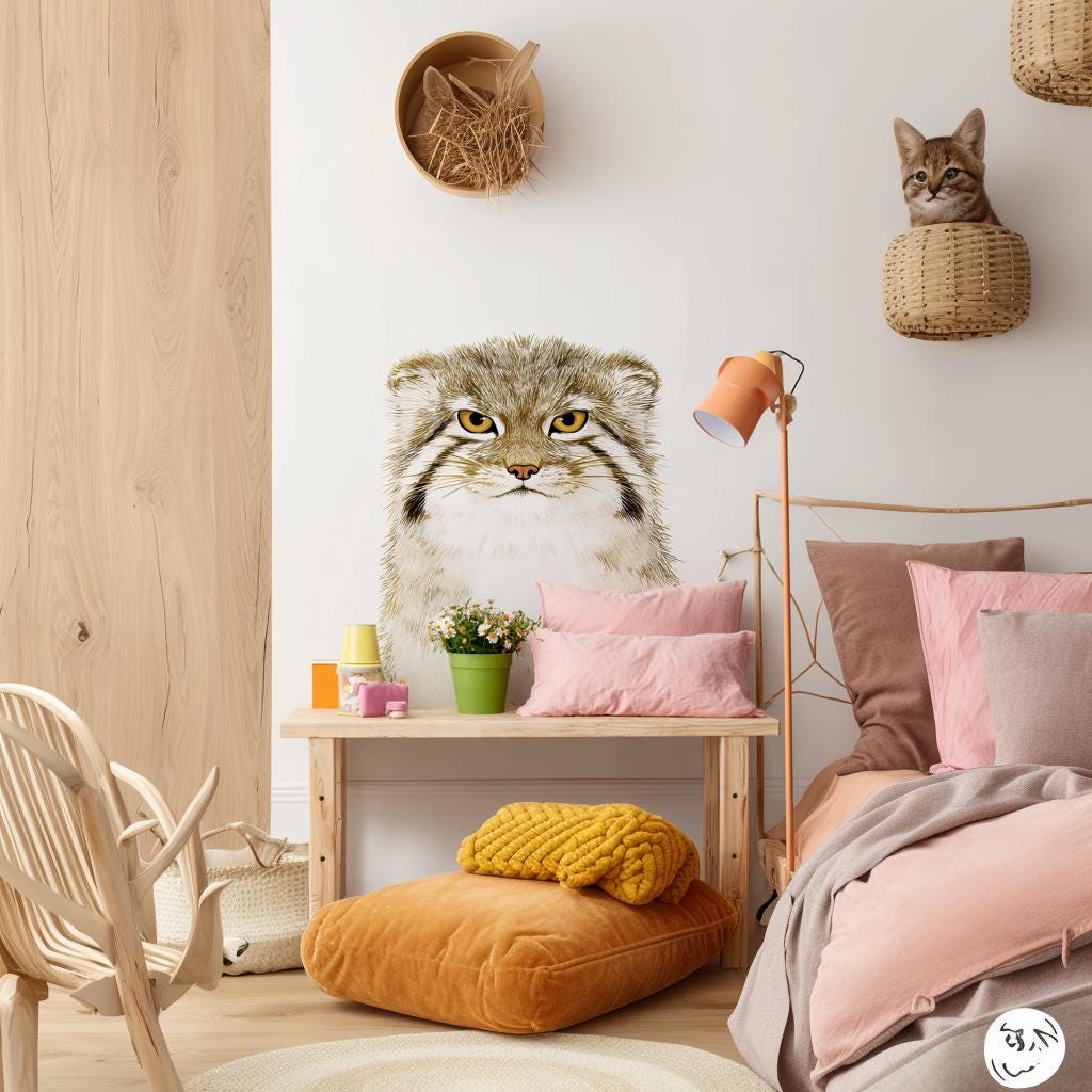 Alternate product view of Pallas Cat Wall Decal.