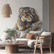Realistic vinyl wall decal of a Pallas’s cat (manul) resting on a rock, with lifelike textures and colors.