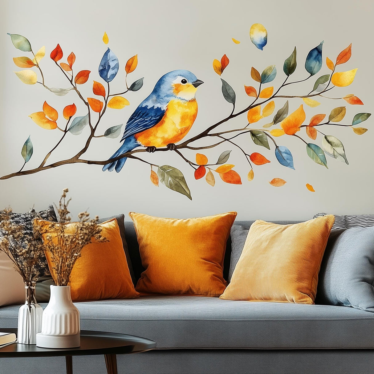 Alternate product view of Bird on Branch Wall Decal.