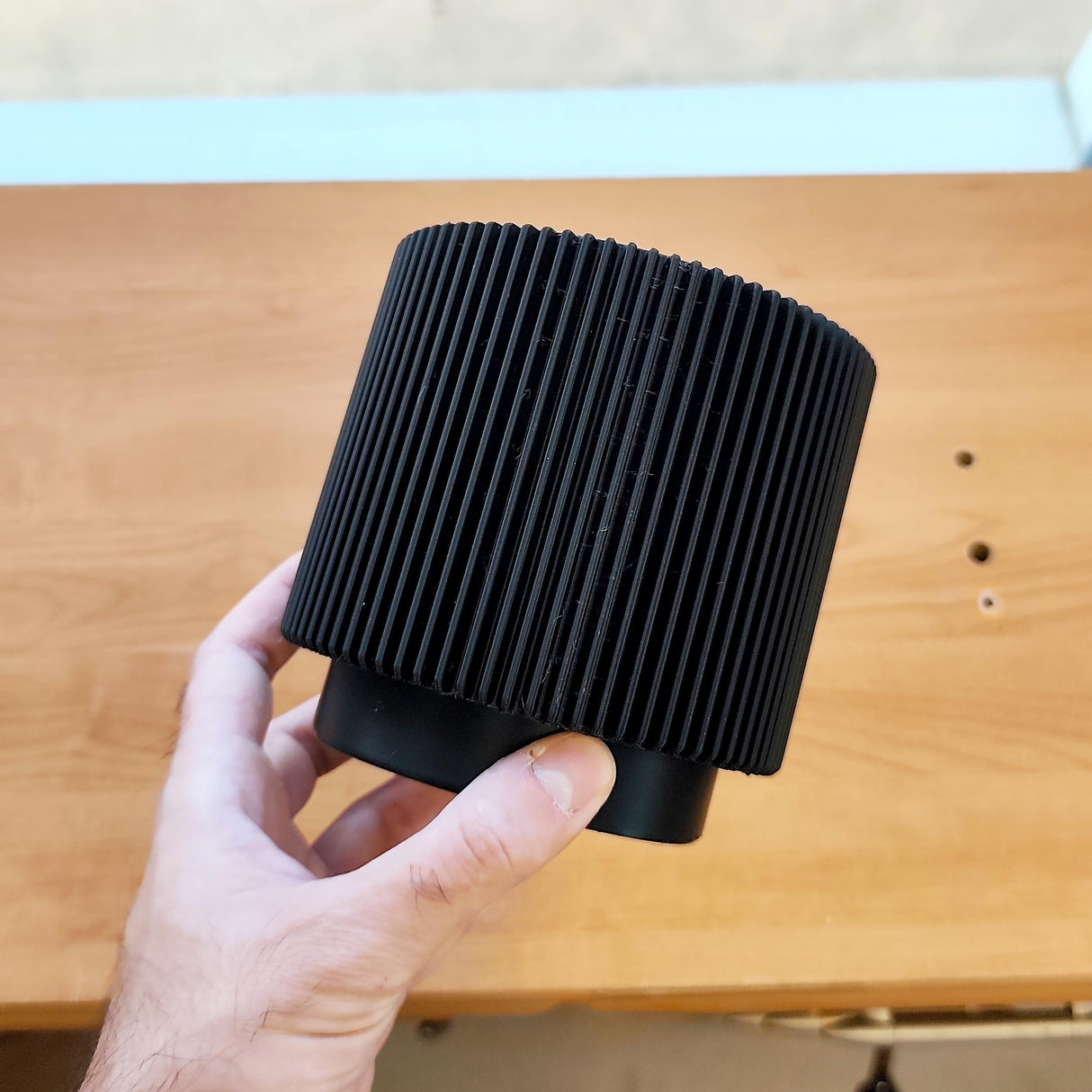 Alternate product view of 3D Printed Ribbed Black Planter.