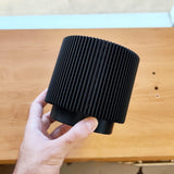 Alternate product view of 3D Printed Ribbed Black Planter.