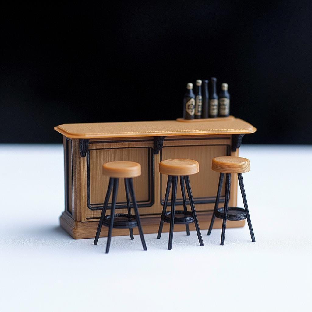 Product presentation view of 1:12 Miniature Bar Counter Set.