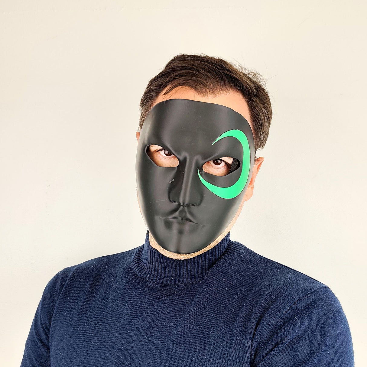 Alternate product view of 3D Printed Black Full Face Cosplay Mask.