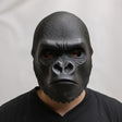 Front view of a 3D printed gorilla face mask worn by a person.