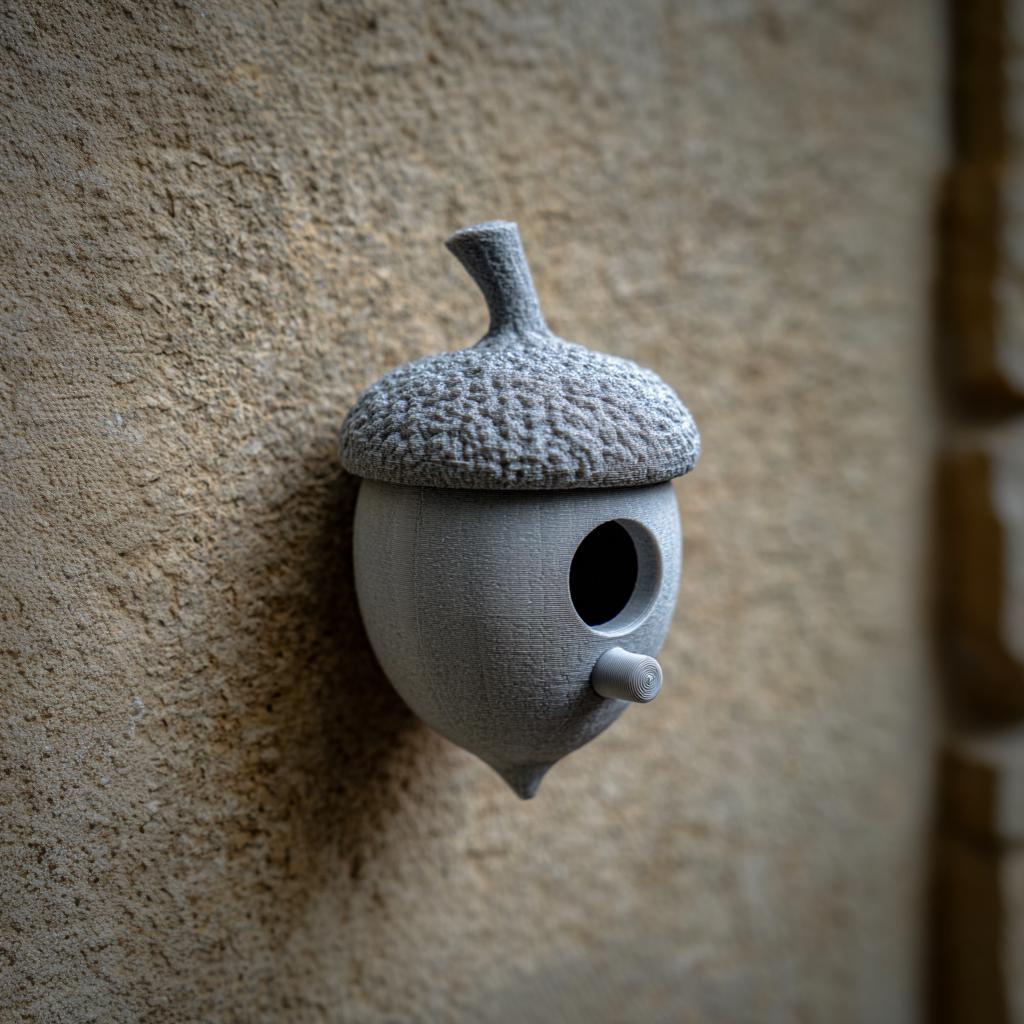 Product gallery view of 3D Printed Acorn Hidden Storage Birdhouse.