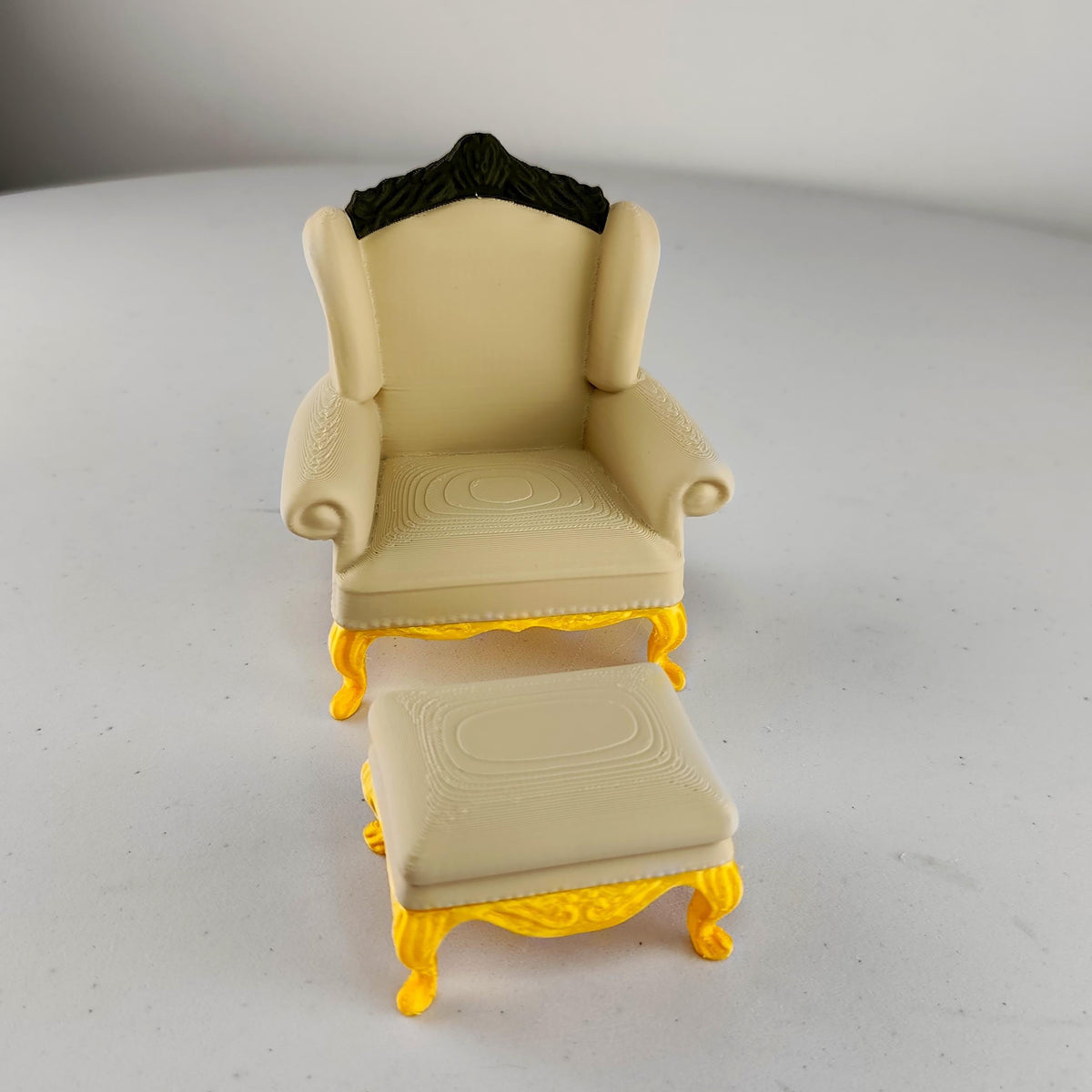 Additional product view of 3D Printed 1:12 Victorian Chair and Ottoman.