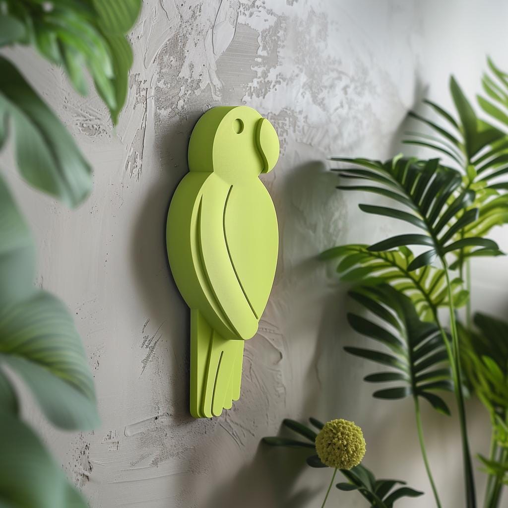 Product gallery view of 3D Printed Parrot Wall Sculpture.