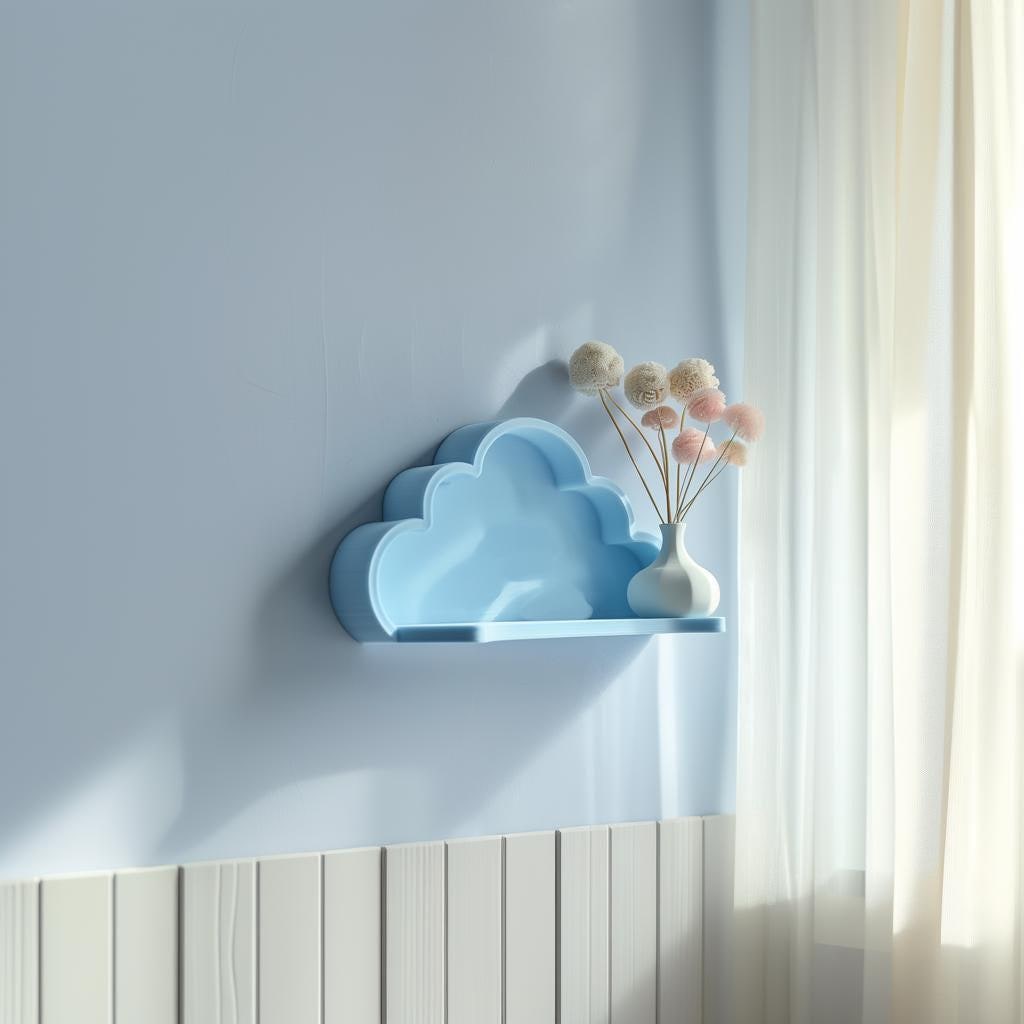 3D Printed Cloud Wall Shelf shown in the product image.