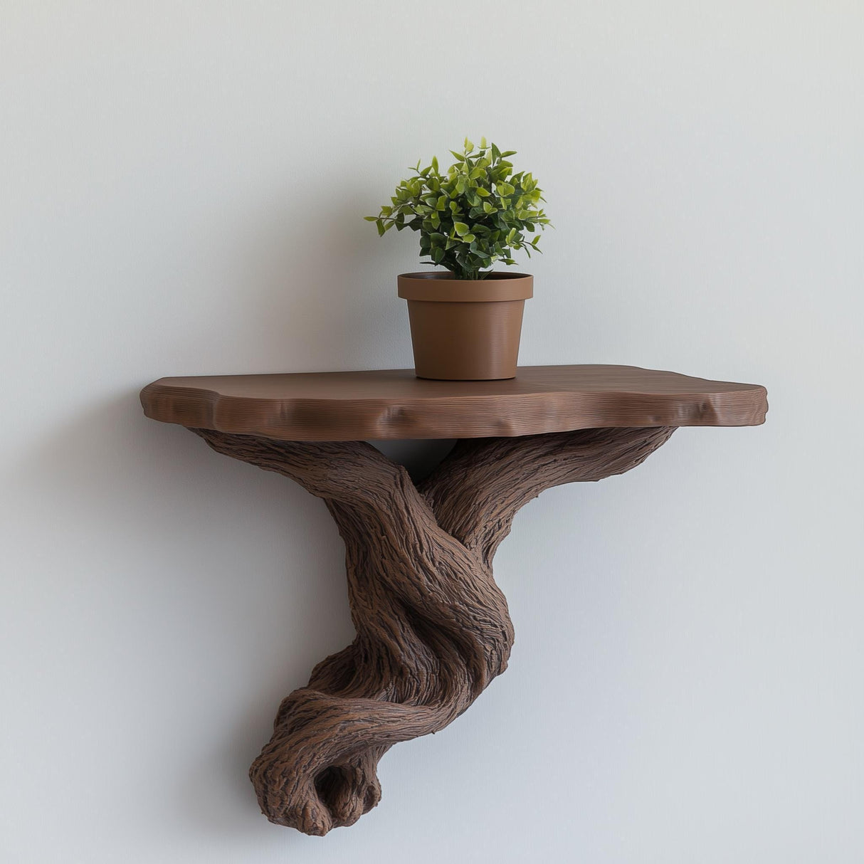 Product detail view of 3D Printed Tree Root Floating Shelf.