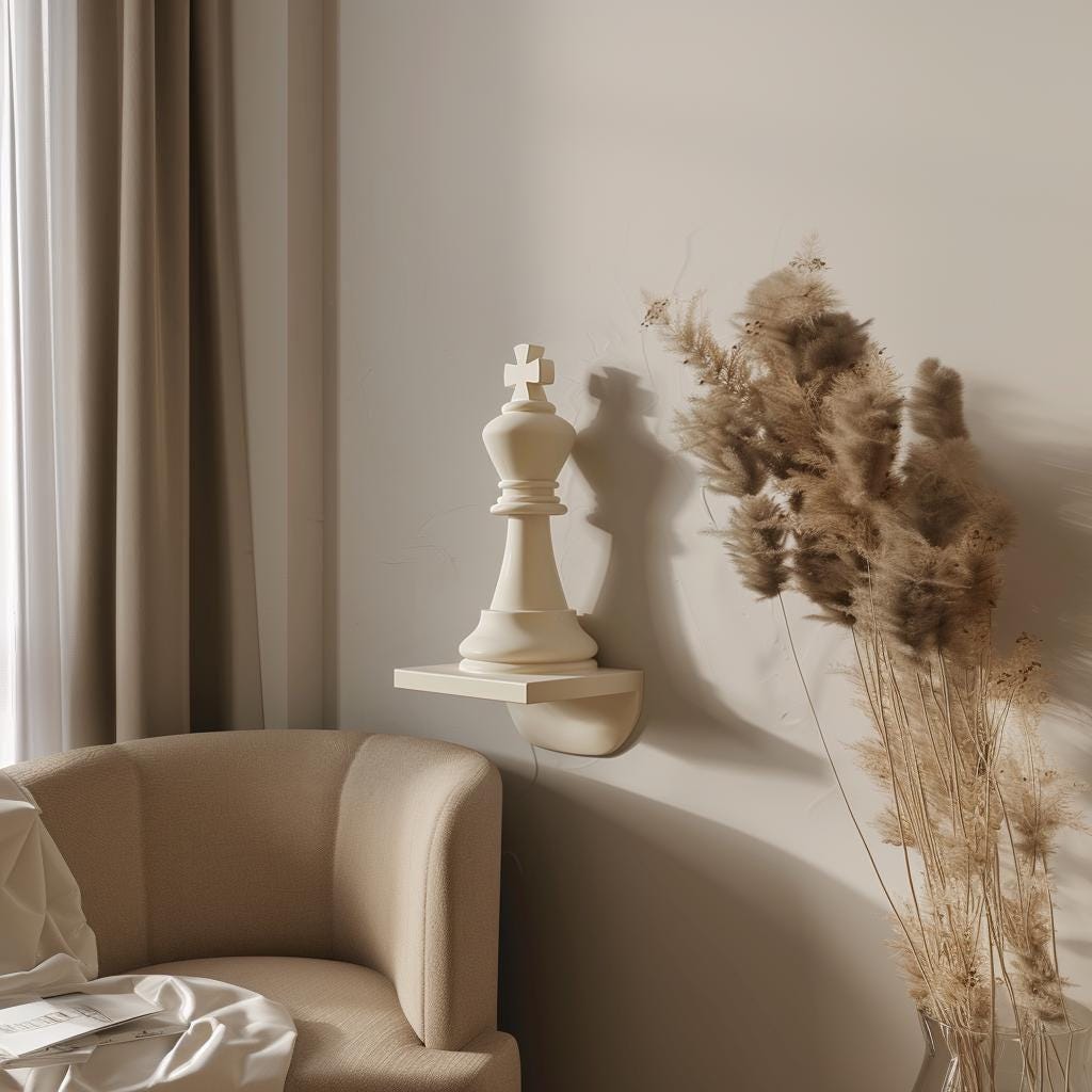 Alternate product view of 3D Printed Chess King Wall Sculpture.