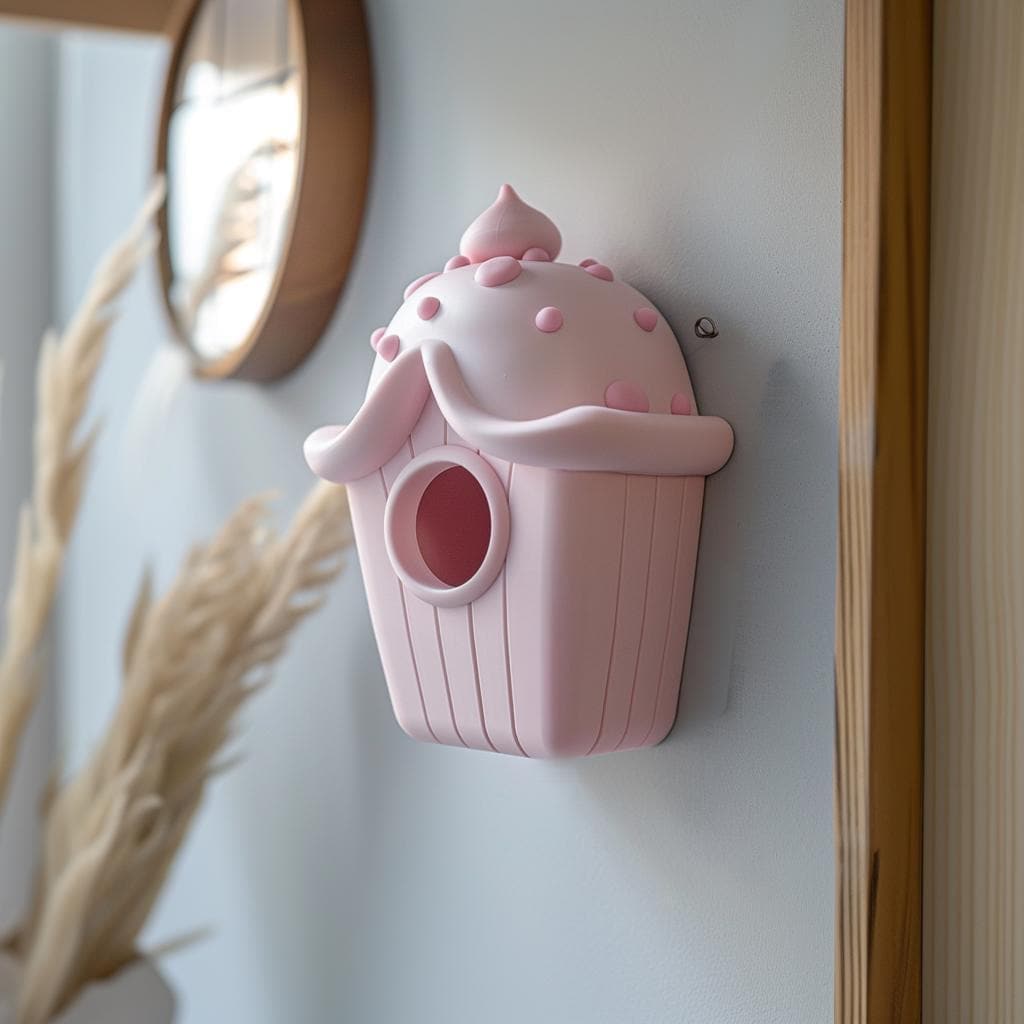 Product gallery view of 3D Printed Cupcake Birdhouse Wall Art.