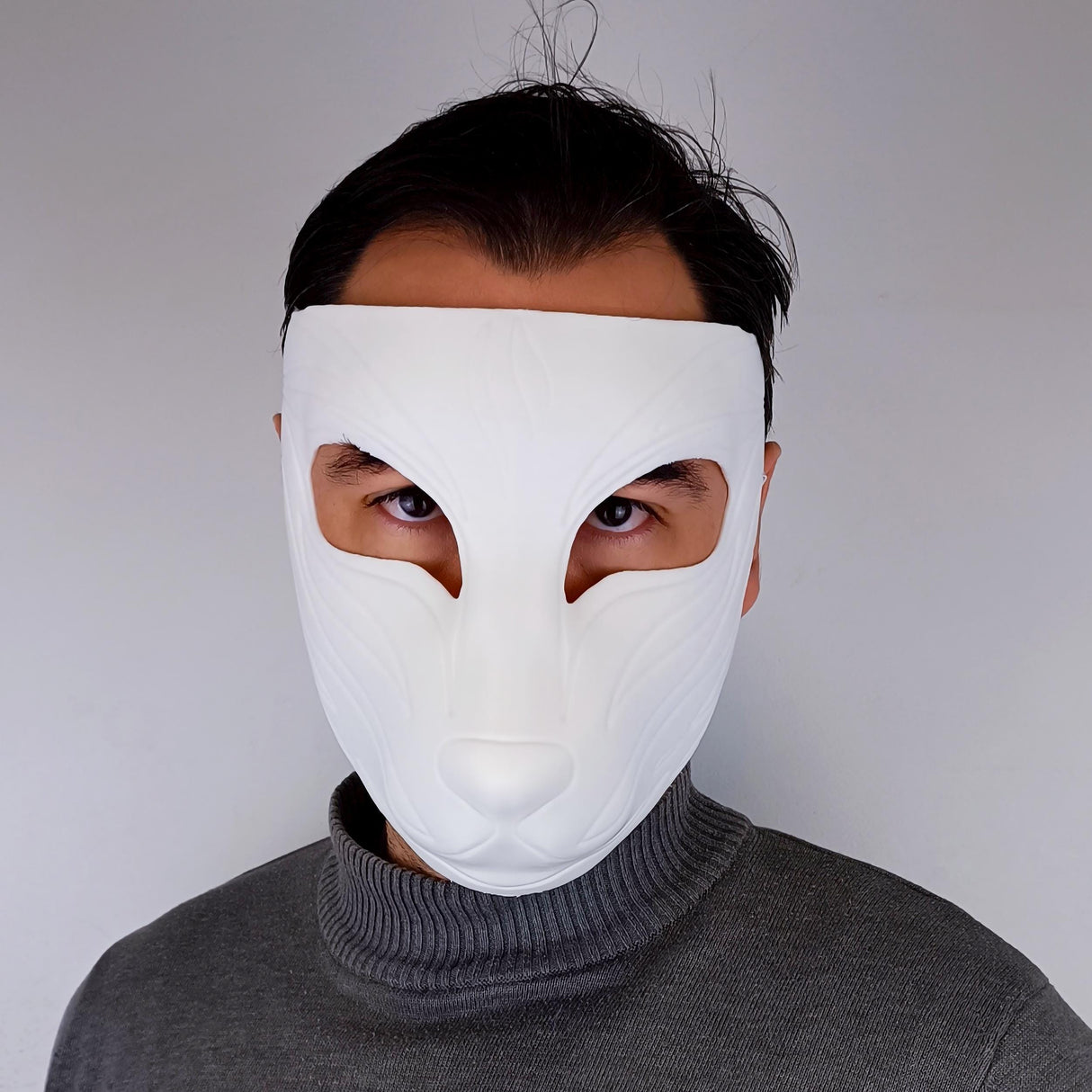Product detail view of 3D Printed Kitsune Mask.