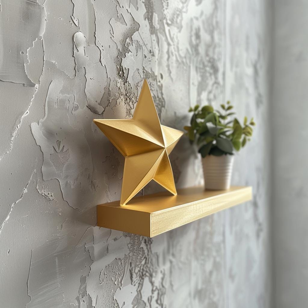 Additional product view of 3D Printed Star Wall Shelf.