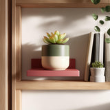 Minimal 3D printed wall shelf used as a small floating ledge for a potted plant.