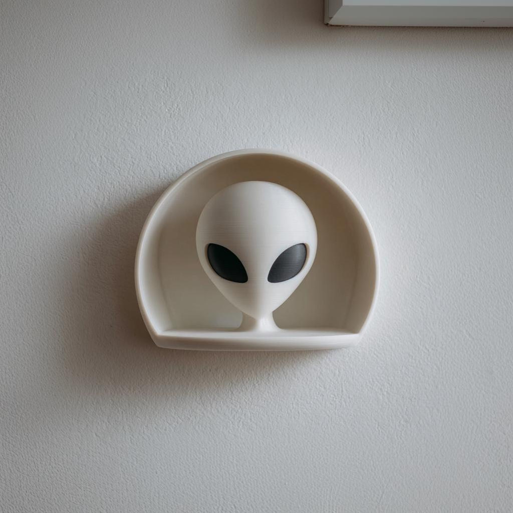 Product gallery view of 3D Printed Alien Niche Wall Shelf.