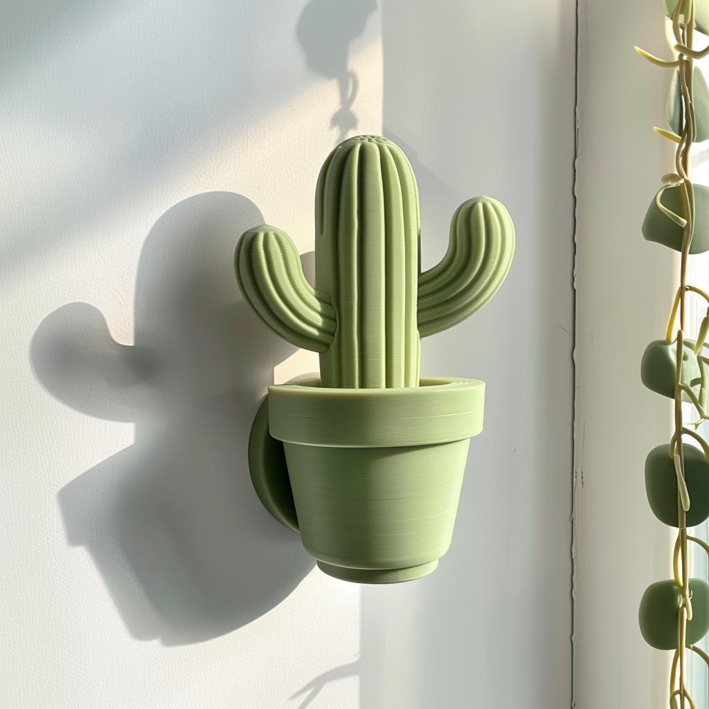 Product gallery view of 3D Printed Minimal Cactus Wall Sculpture.