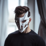 Product gallery view of 3D Printed Futuristic White Cosplay Mask.
