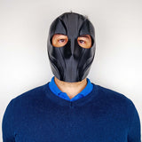 Product presentation view of 3D Printed Black Tactical Full Face Mask.