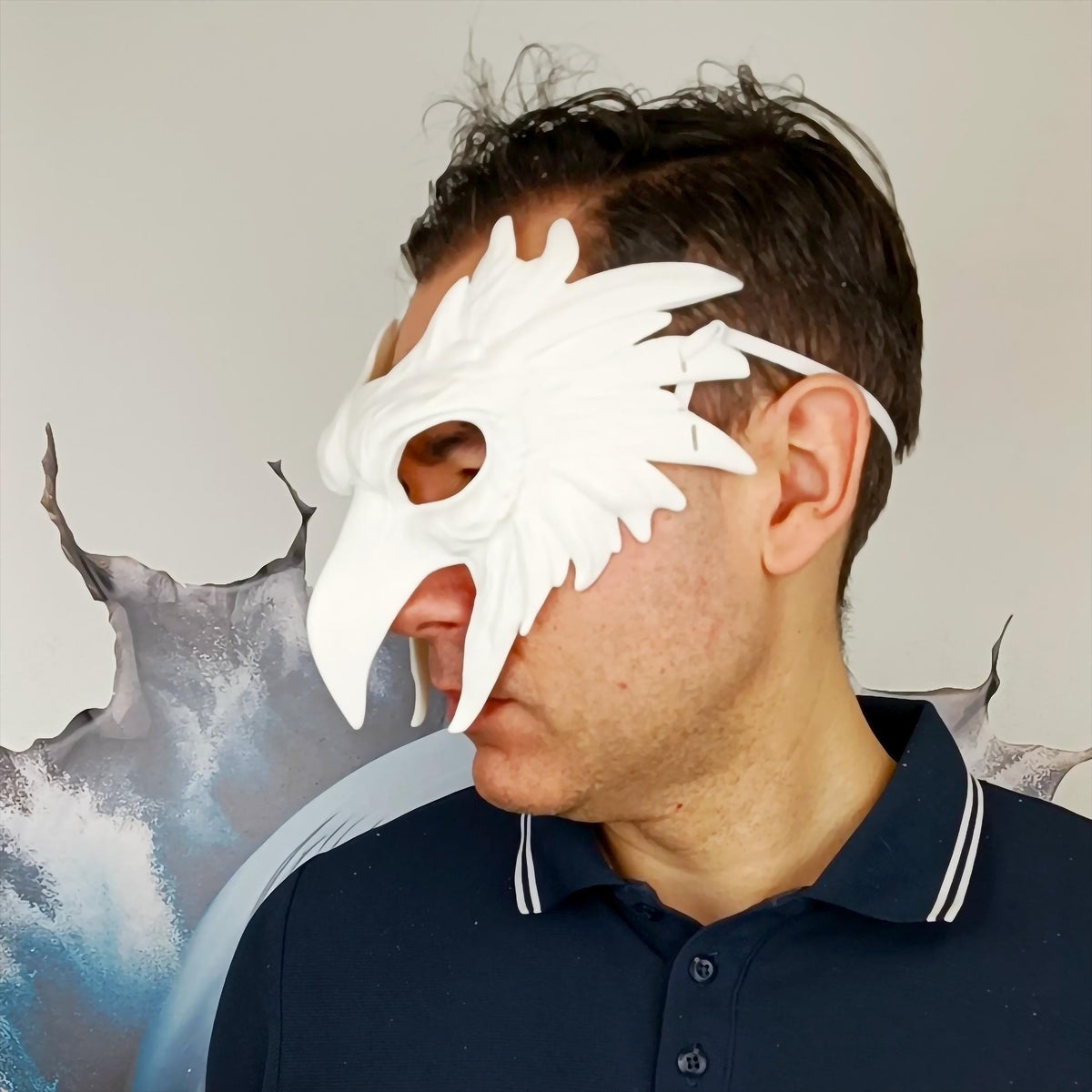Product gallery view of Bird Mask | Feathered Raven Cosplay Mask | Halloween Costume Mask.