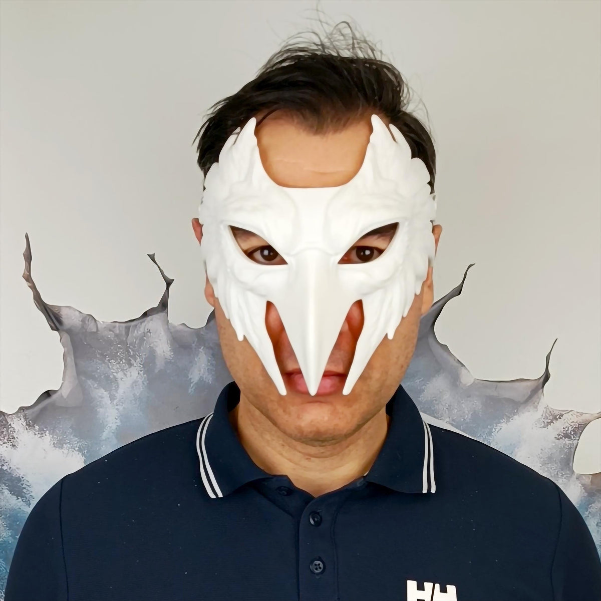Product detail view of Bird Mask | Feathered Raven Cosplay Mask | Halloween Costume Mask.