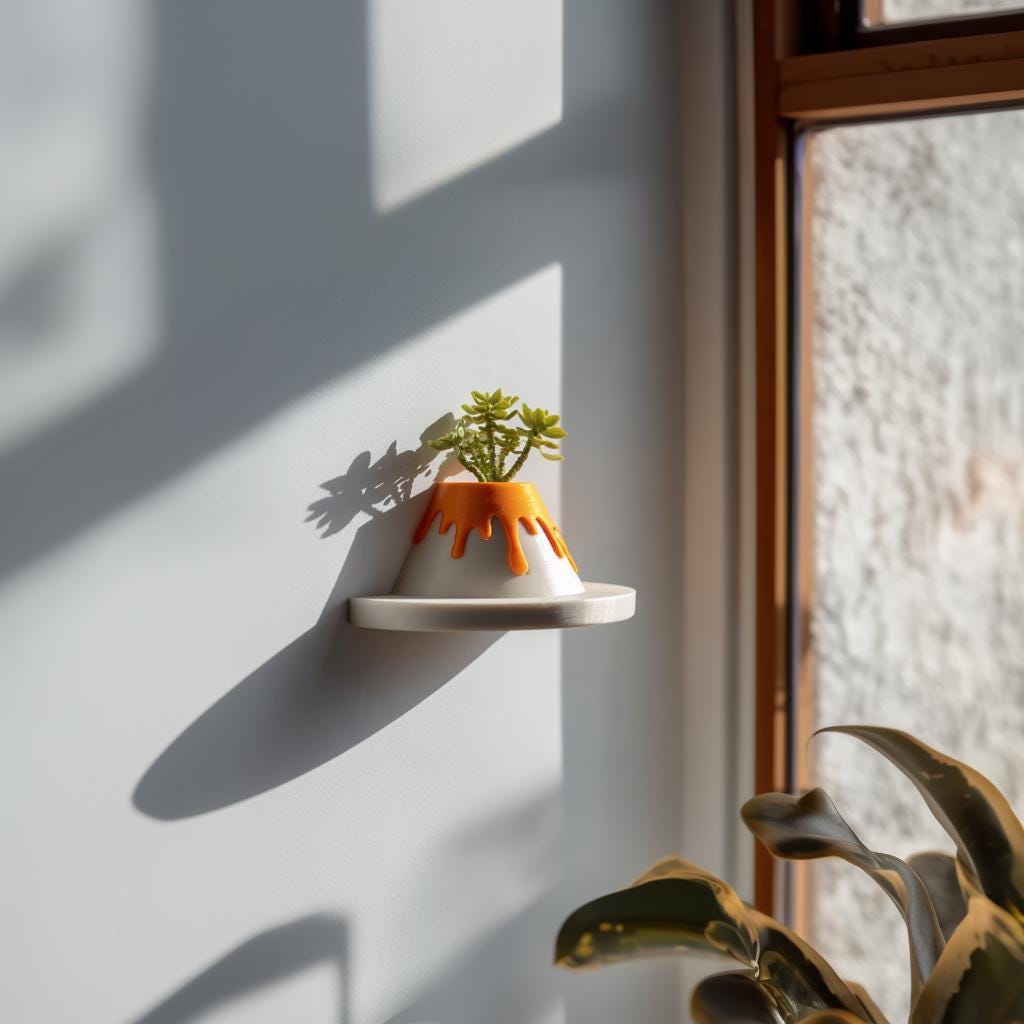 Alternate product view of 3D Printed Volcano Wall Planter Shelf.