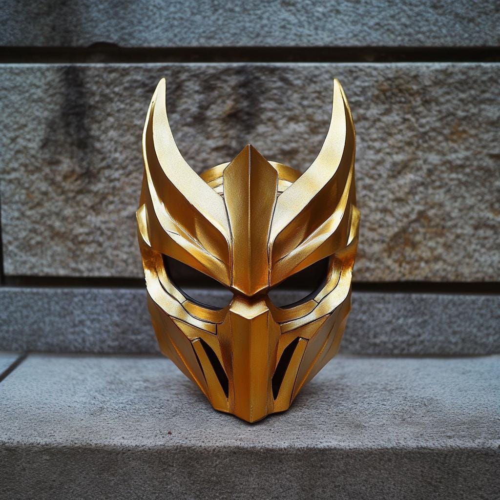 Alternate product presentation of 3D Printed Samurai Demon Warrior Mask.