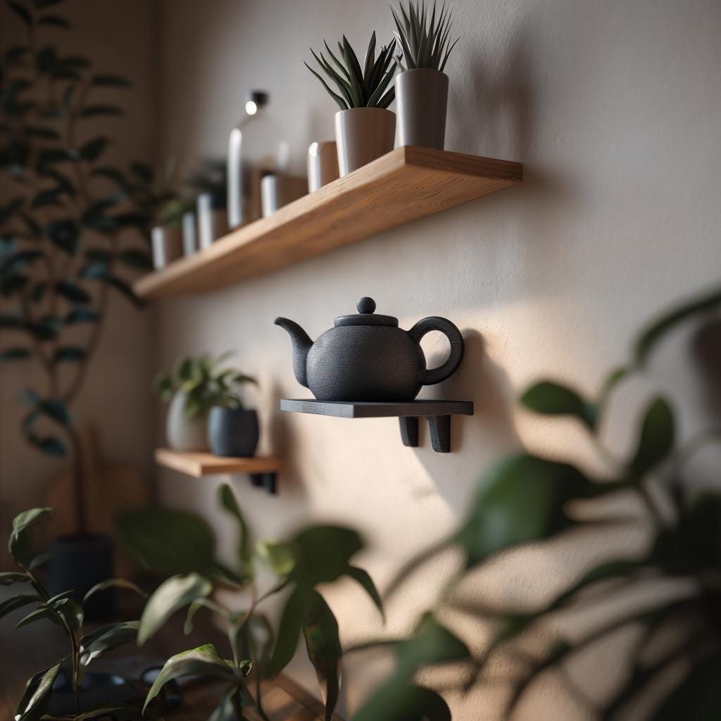 Additional product view of 3D Printed Teapot Hidden Storage Shelf.