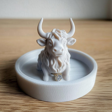 Highland Cow Jewelry Dish | 3D Printed Ring Holder | Cute Cow Trinket Tray