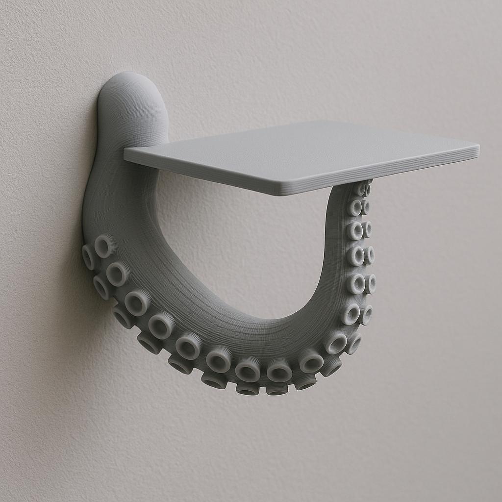 3D Printed Octopus Tentacle Wall Shelf shown in the product image.