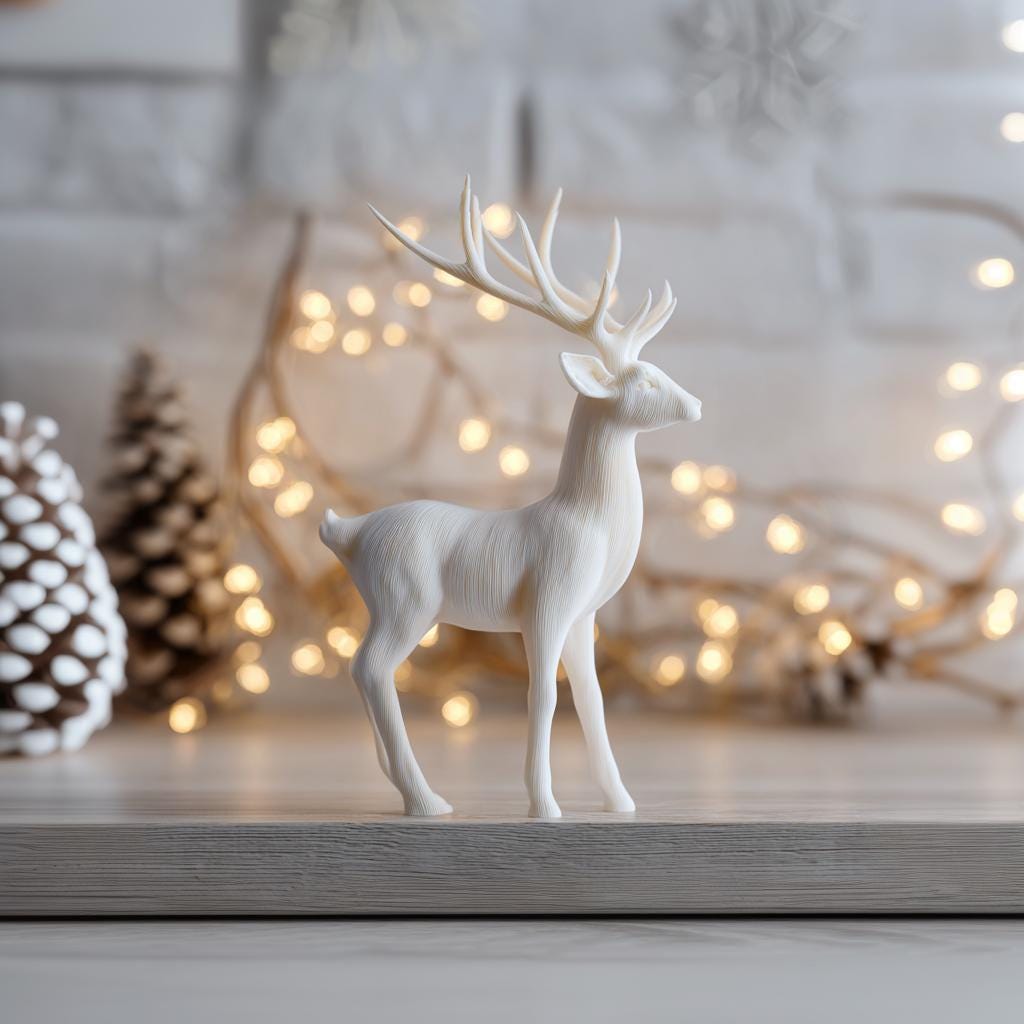Additional product view of 3D Printed Minimal Reindeer Figurine.