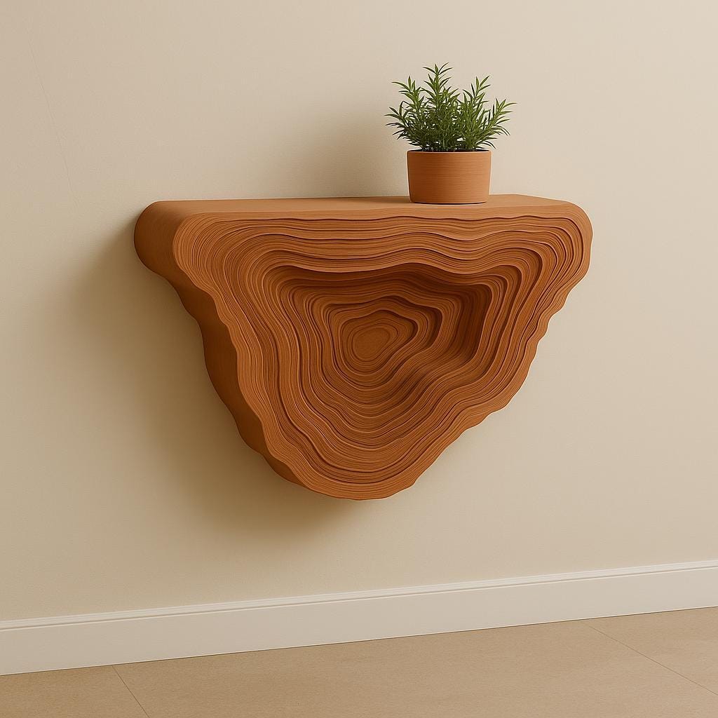 3D Printed Layered Geometric Wall Shelf shown in the product image.