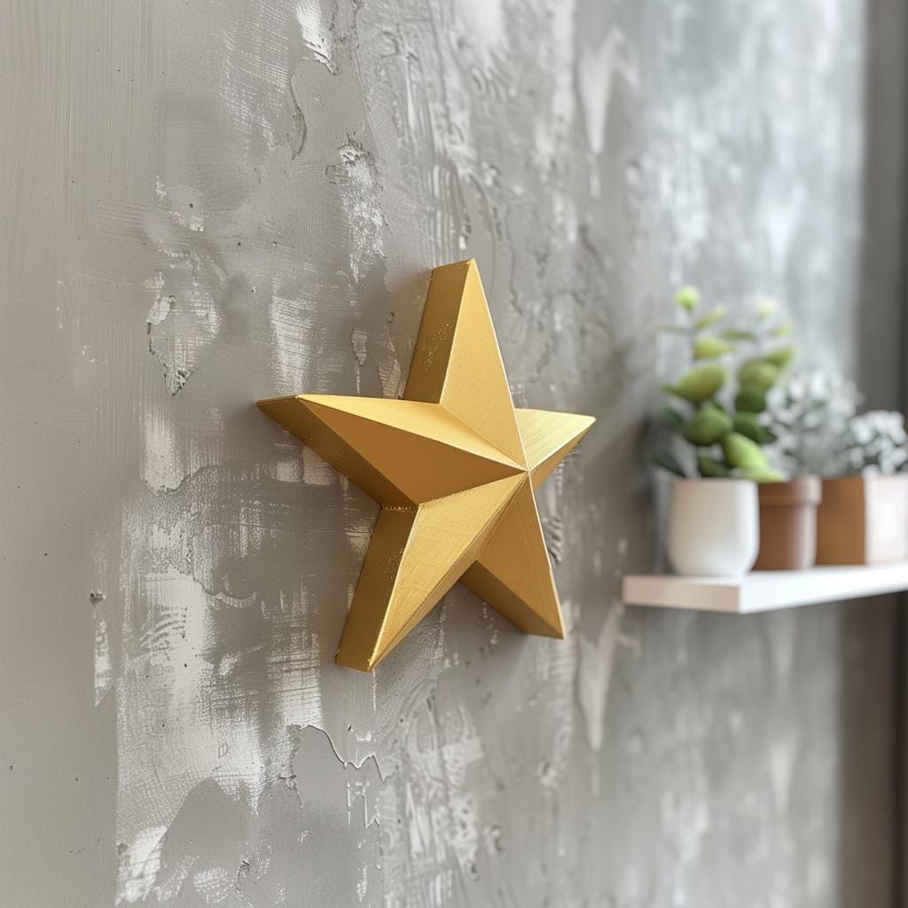 Product gallery view of 3D Printed Geometric Star Wall Sculpture.