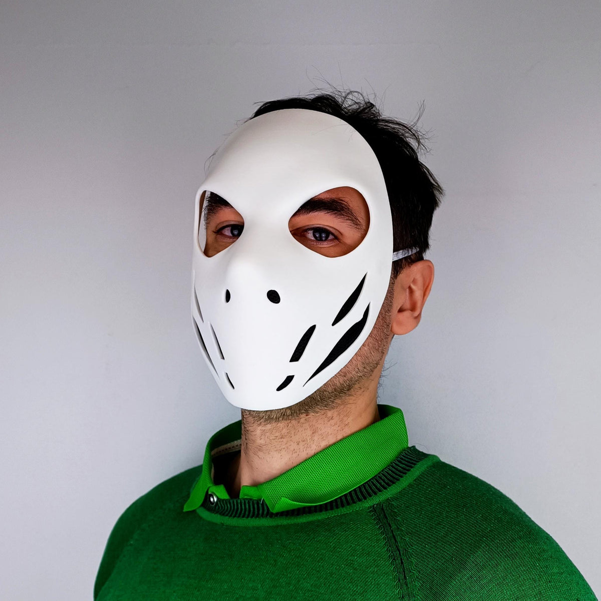 Alternate product presentation of 3D Printed Tactical Skull Cosplay Mask.
