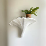Product presentation view of 3D Printed Turkey Tail Mushroom Wall Shelf.