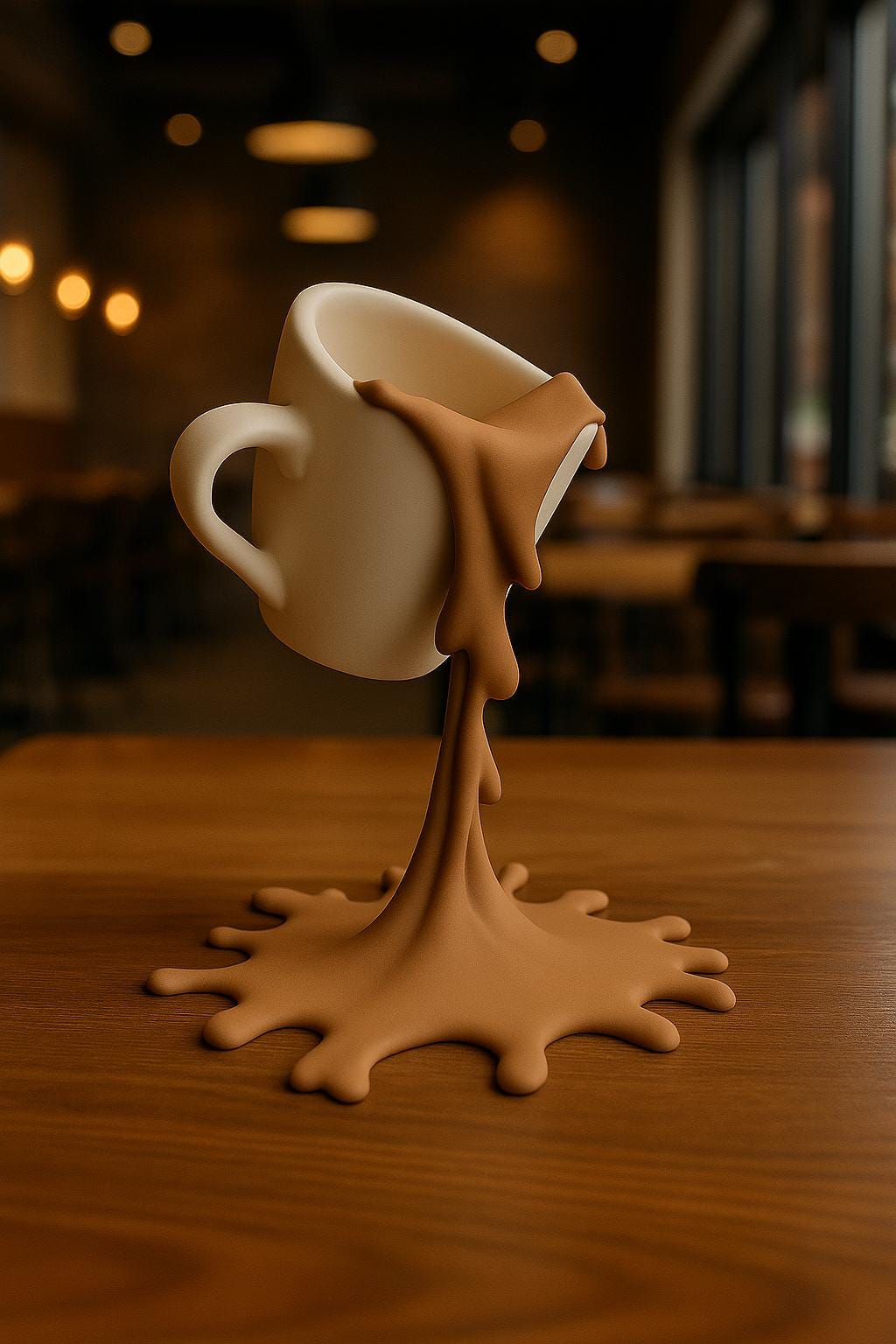 Alternate product presentation of 3D Printed Floating Spilled Coffee Sculpture.
